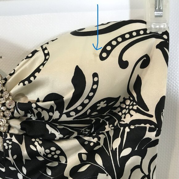 Strapless Floor Length Dress Formal Floral Black White Sz 4, DJ-JAZ - Picture 10 of 11